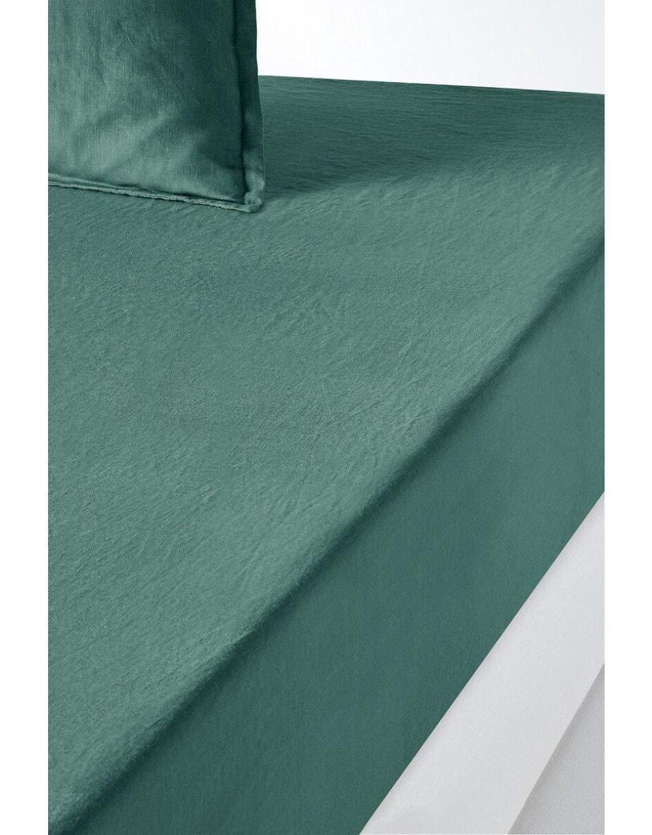 35cm High 100% Washed Linen Fitted Sheet