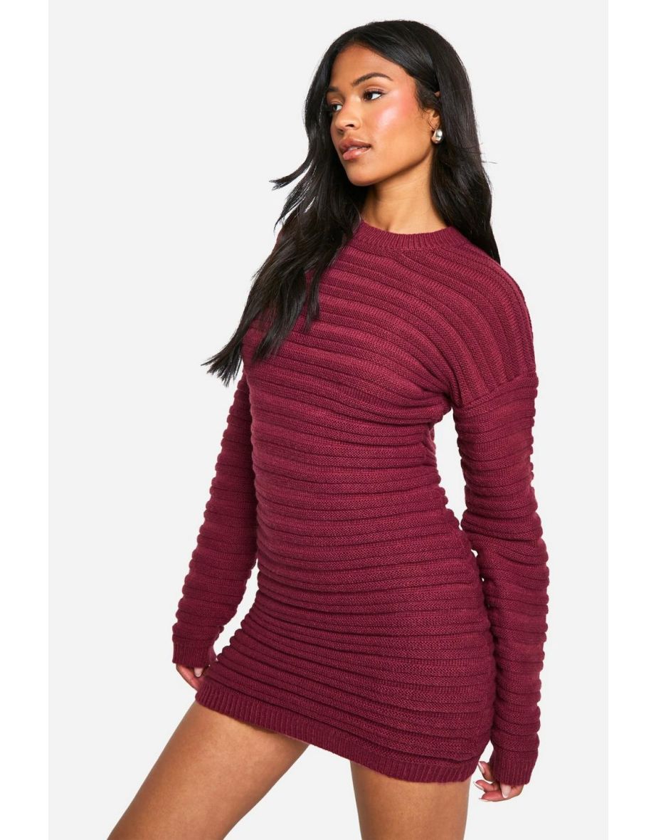 Tall Open Back Knitted Jumper Dress - burgundy
