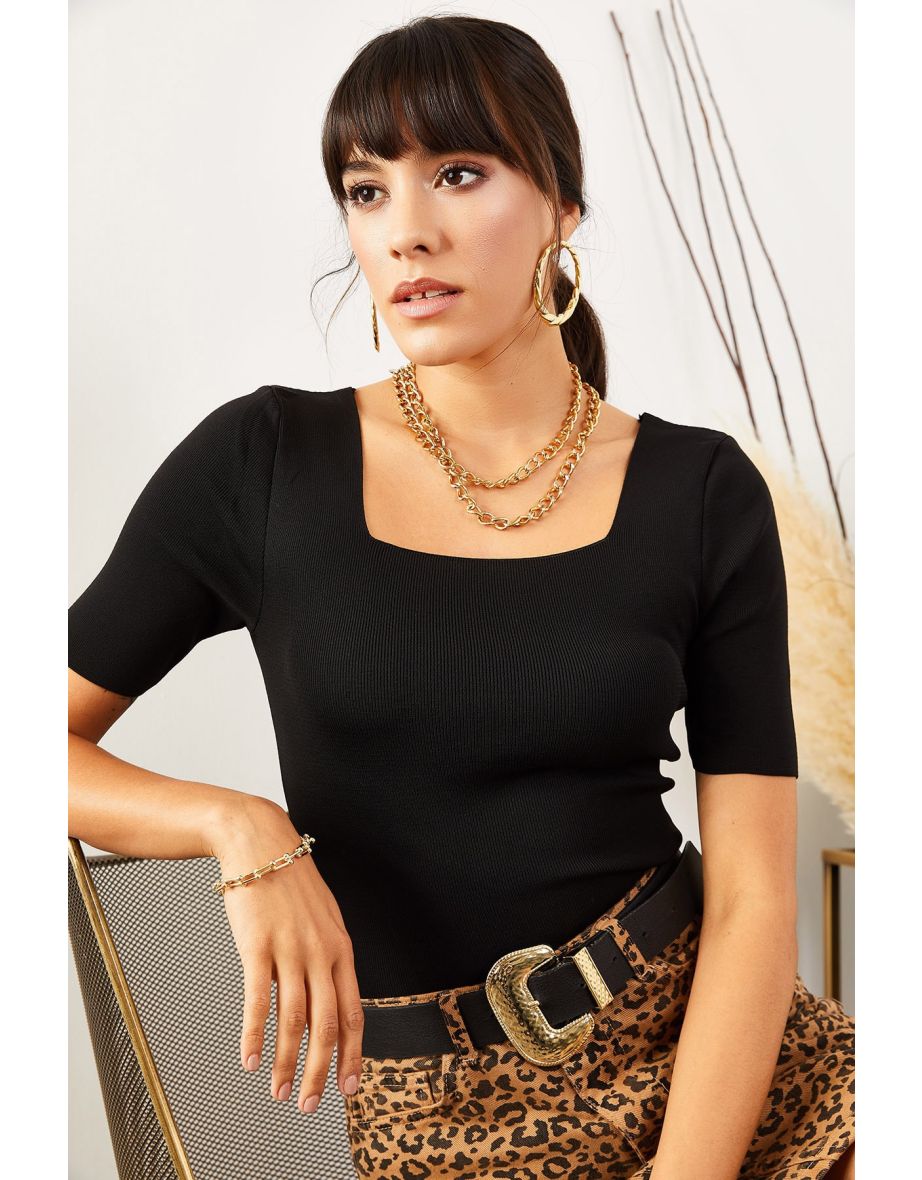 Blouse - Black - Slim fit