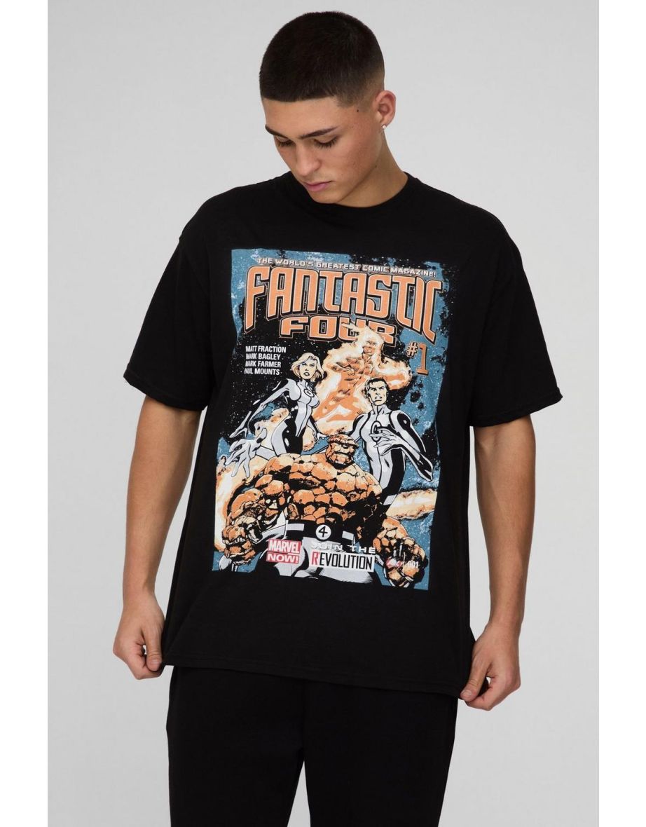 Oversized Fantastic Four Comic License Print T-Shirt