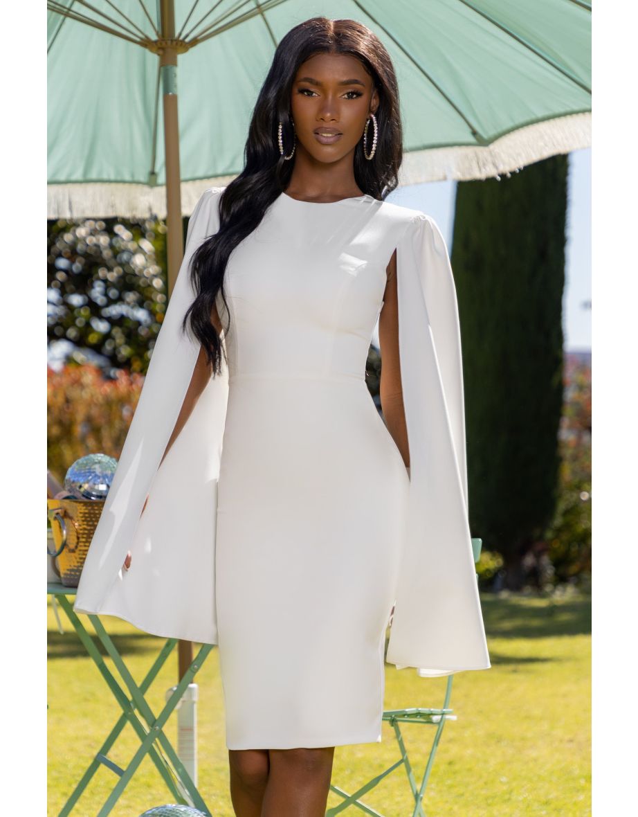 White cape midi dress store