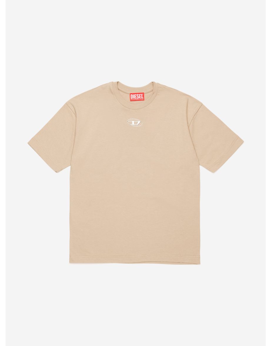 Diesel Boys Logo T-Shirt in Beige