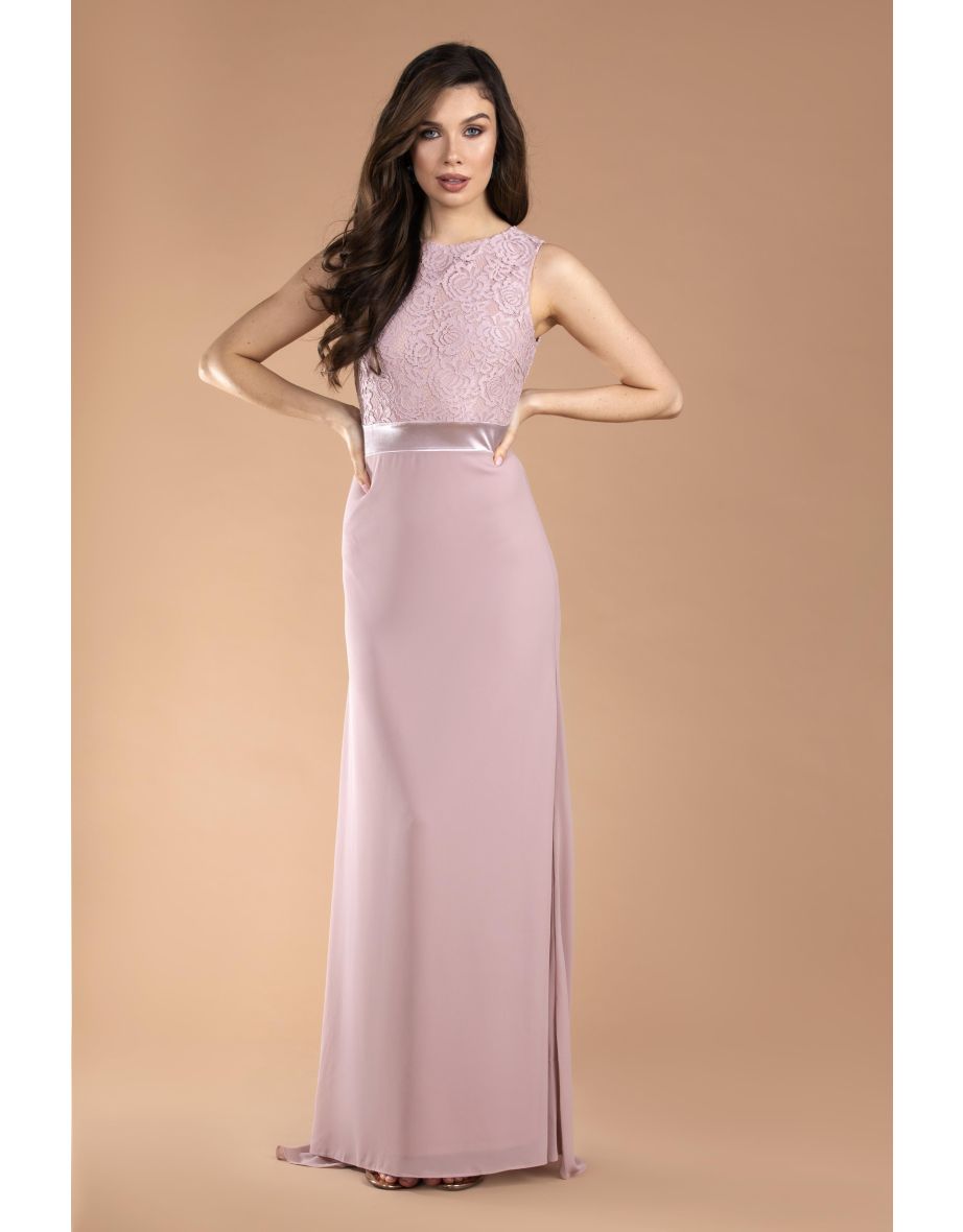 Tfnc halannah lace sleeveless pale mauve maxi dress outlet