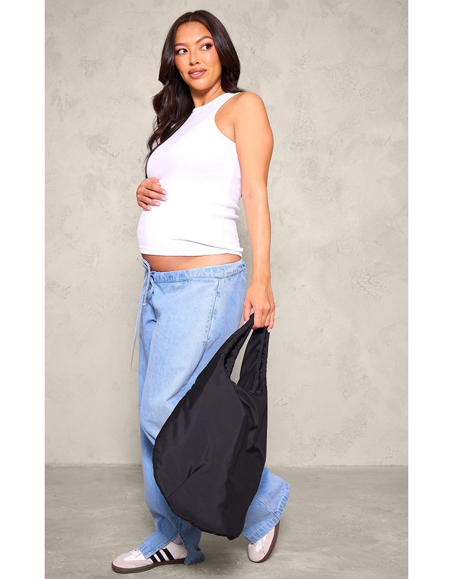 Maternity White Racer Neck Rib Vest
