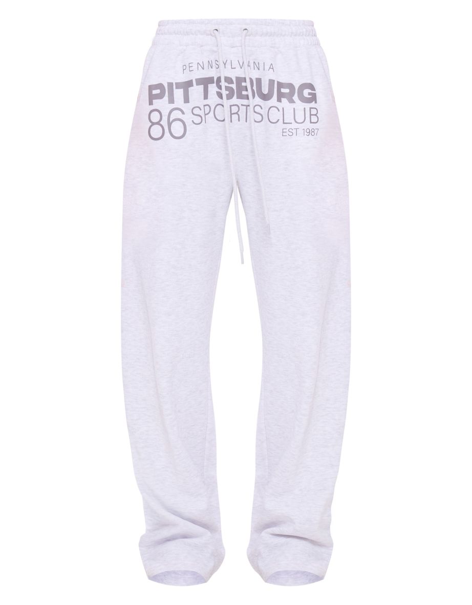 Ash Grey Printed Oversized Drawstring Wide Leg Joggers - 4