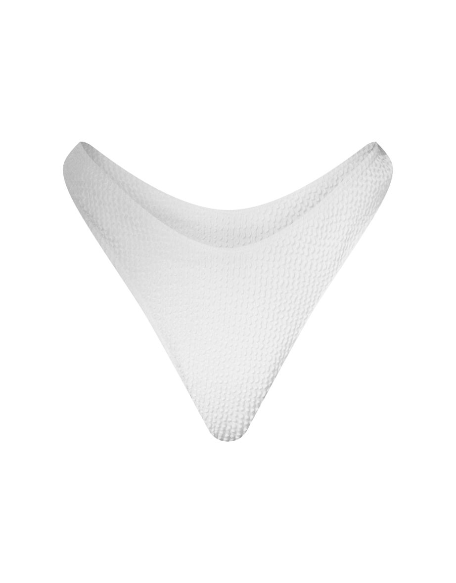 White Mix & Match Crinkle Thong Bikini Bottoms - 1