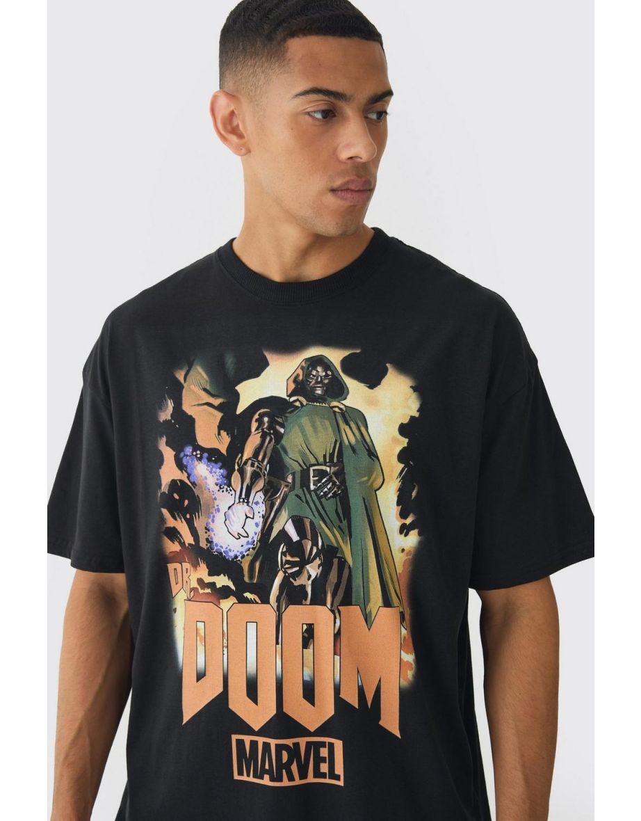 Oversized Marvel Dr Doom License Print T-Shirt - black - 2