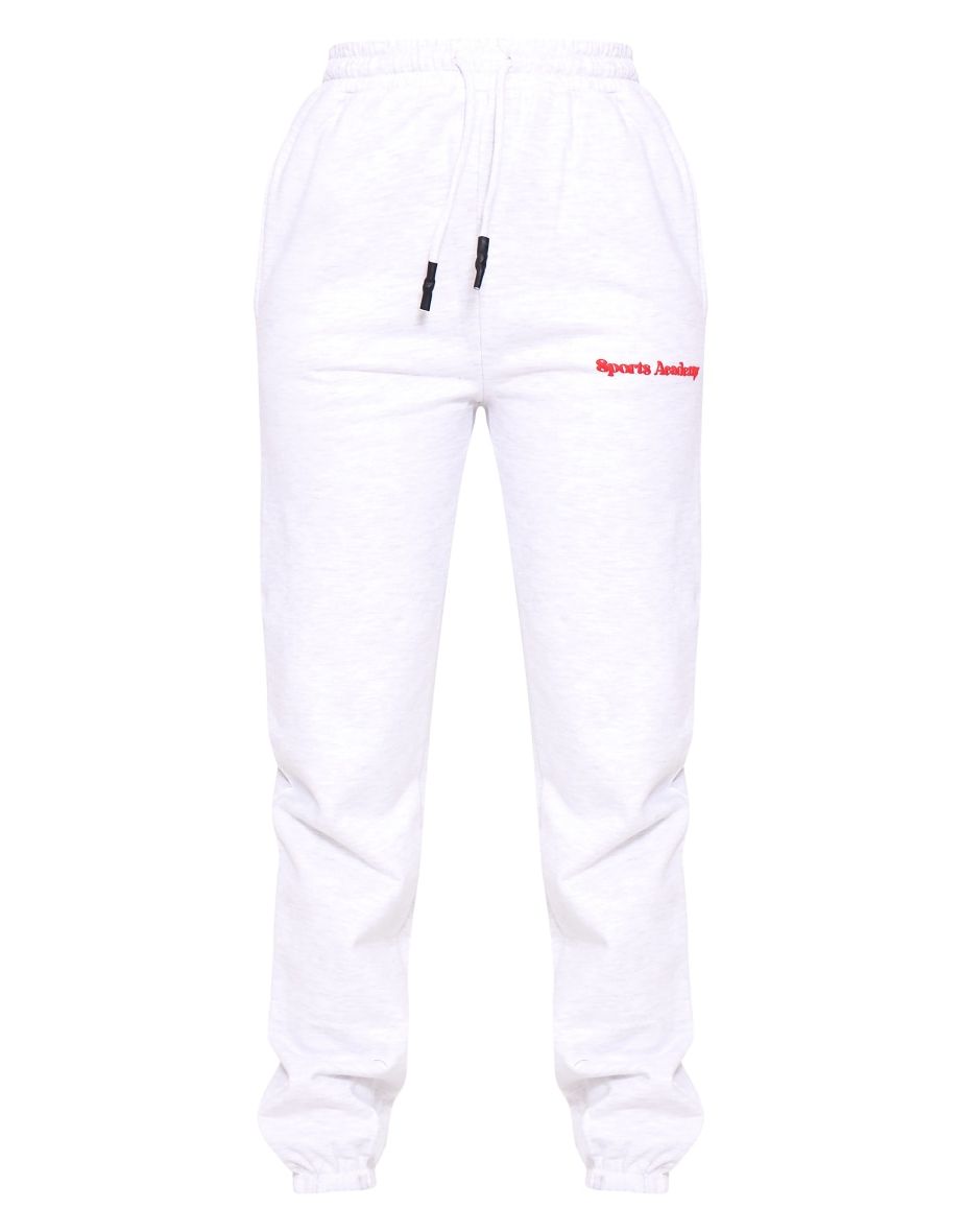 Tall Grey Marl Premium Sports Academy Puff Print Oversized Joggers - 4