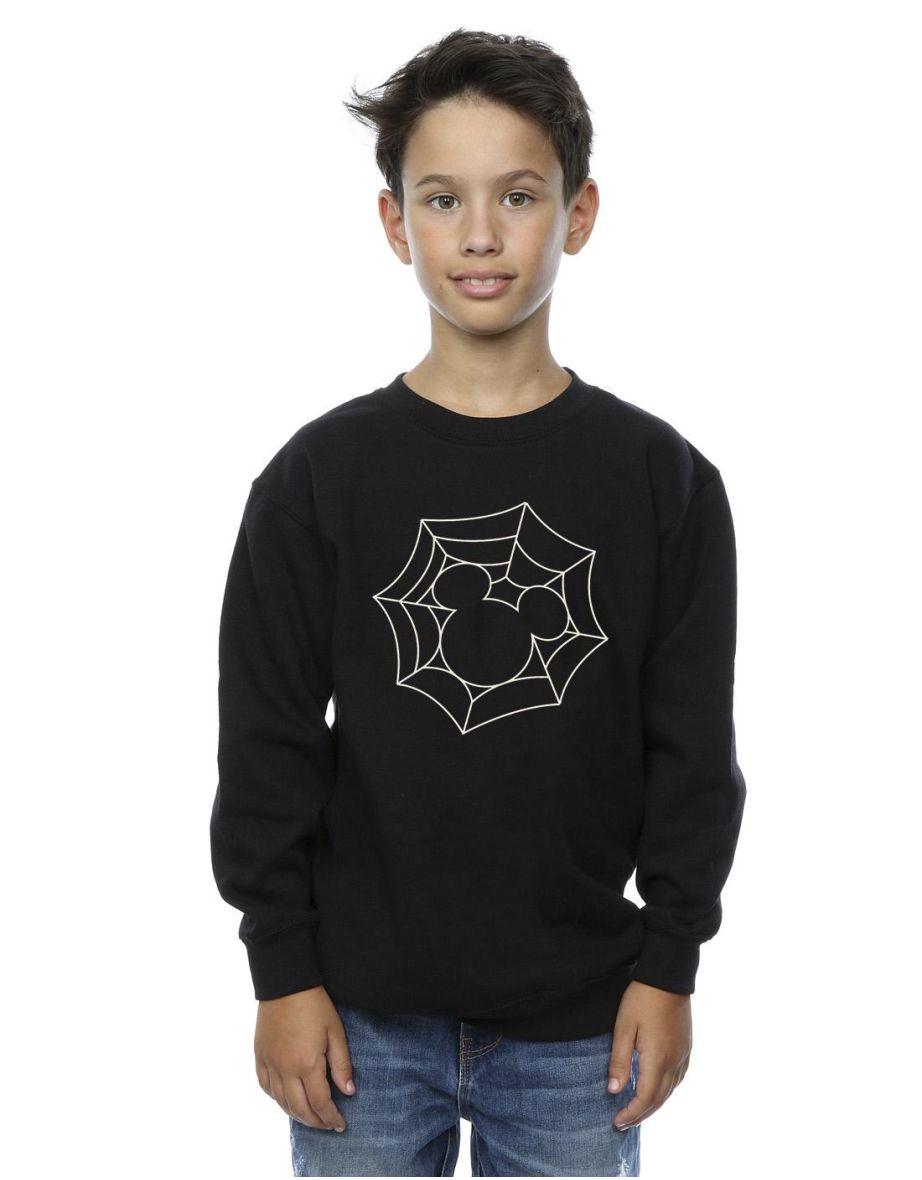 Disney Boys Mickey Mouse Spider Web Sweatshirt - Black