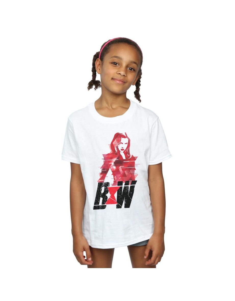 Marvel Girls Black Widow Movie Logo Artwork Cotton T-Shirt - White