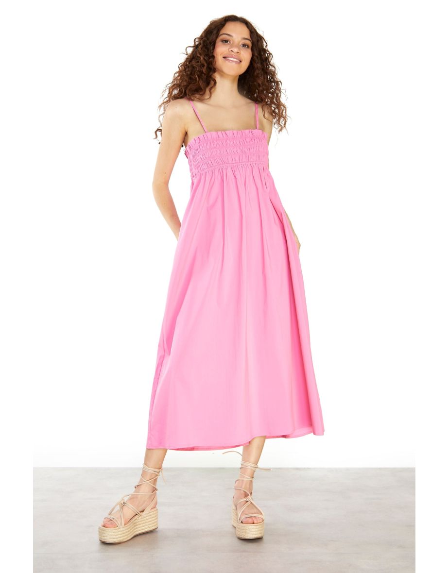 Glamorous Pink Carnation Ruffled Midi Dress