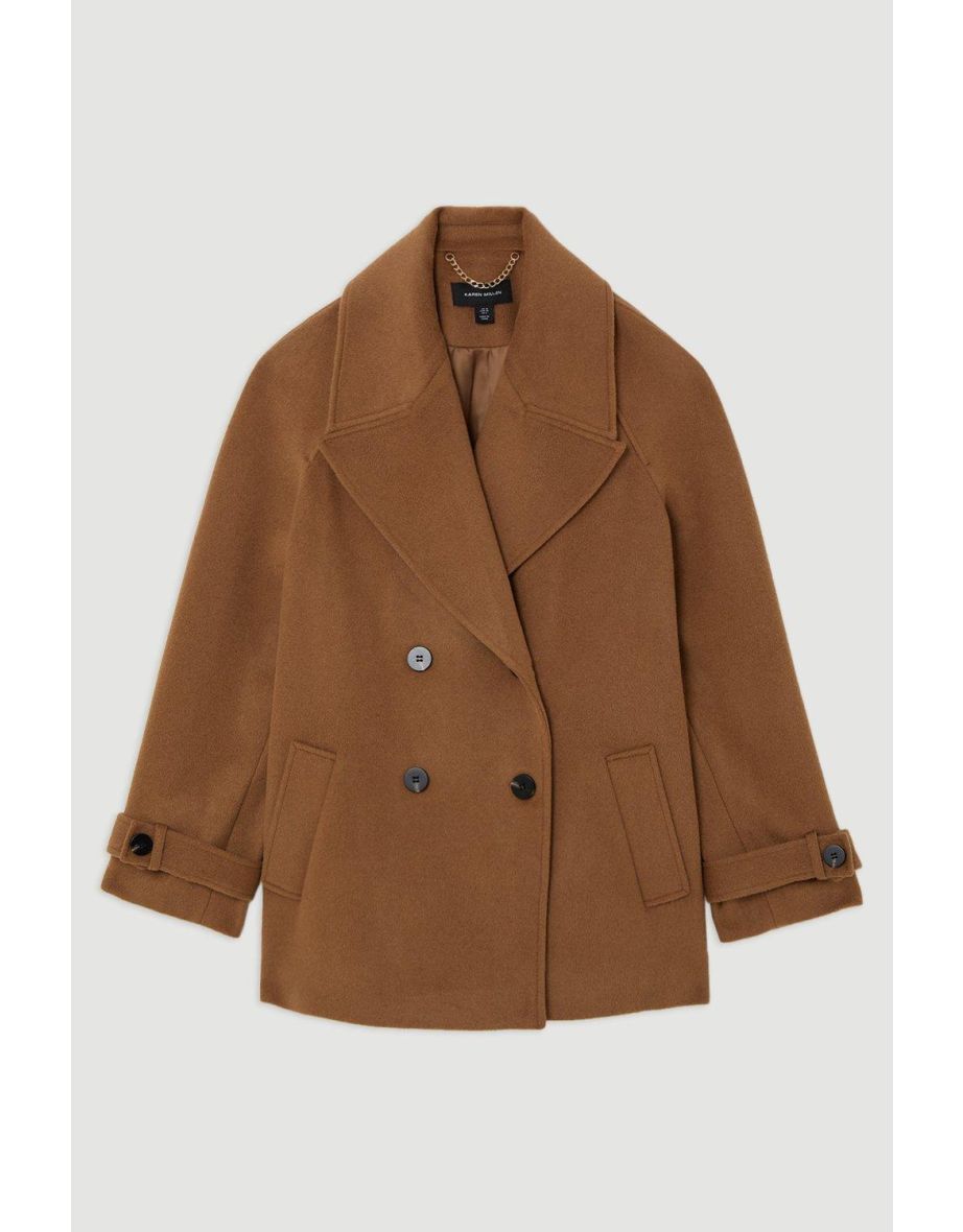 Tailored Wool Blend Double Breasted Pea Coat - 3