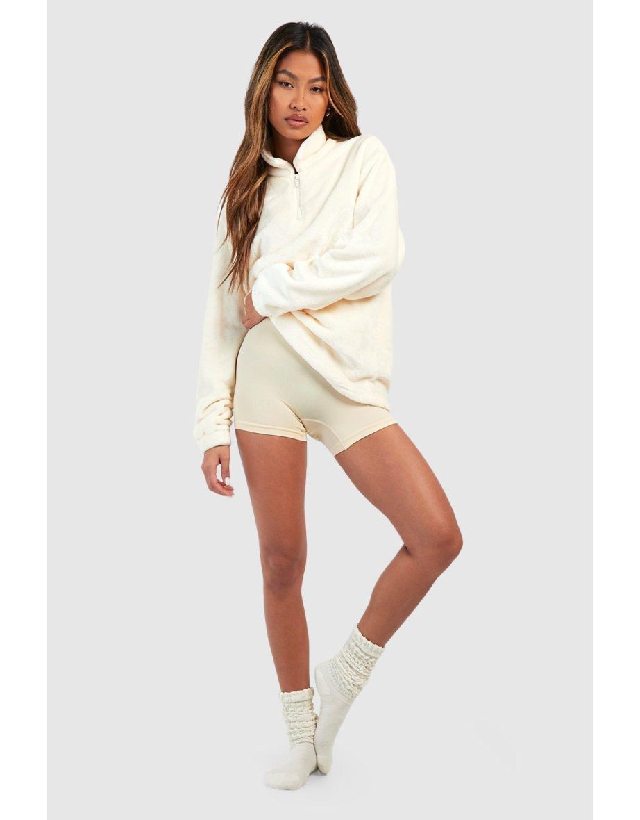 Half Zip Loungewear Sweatshirt - cream