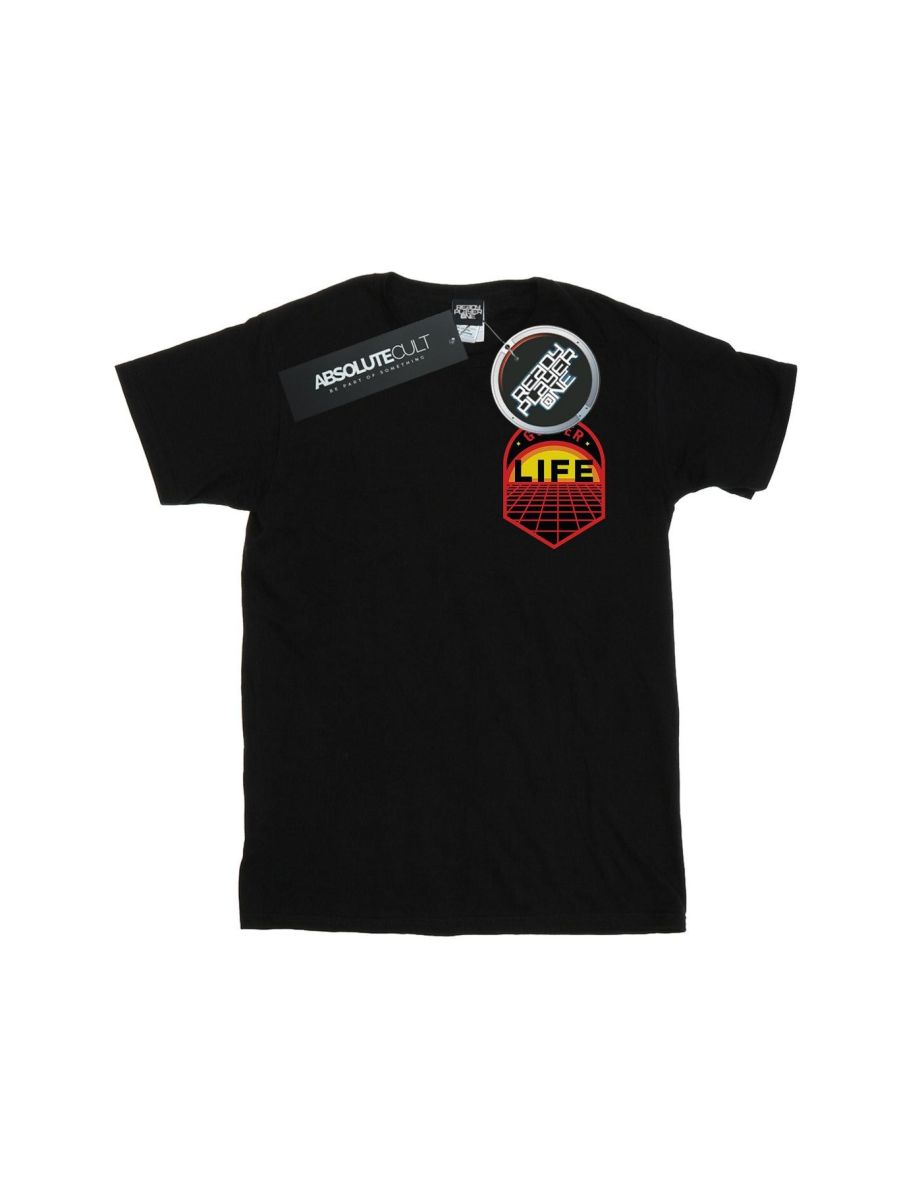Ready Player One Girls Gunter Life Breast Logo Cotton T-Shirt - Black