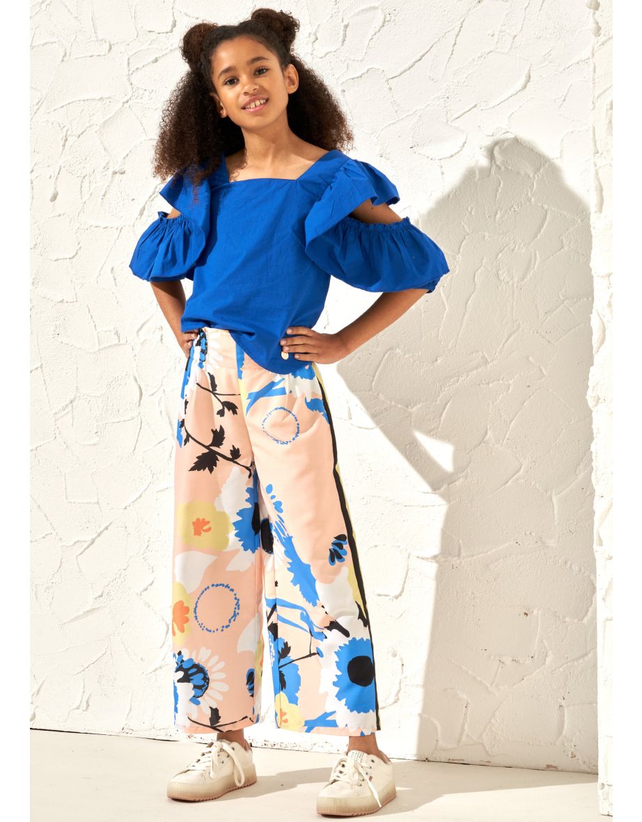 Serena Apricot Printed Wide Leg Trousers