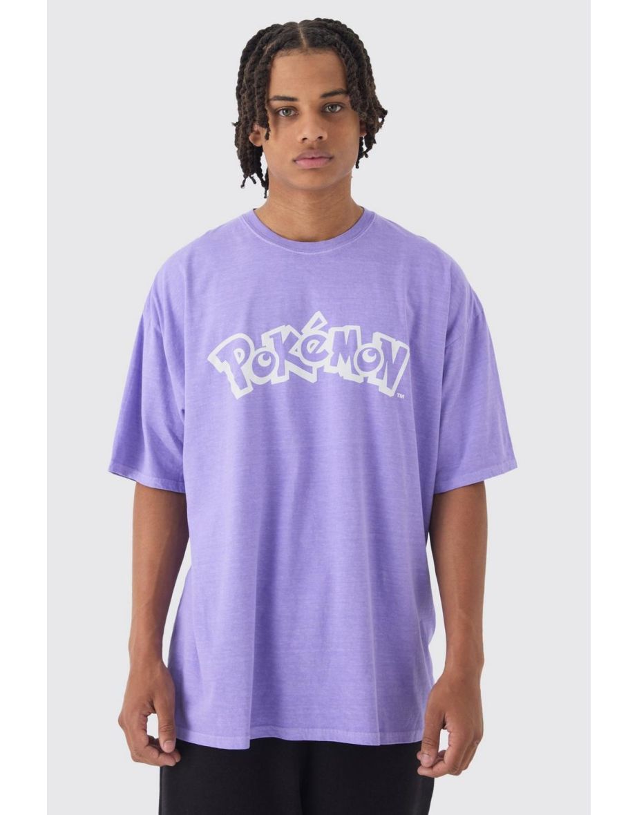 Oversized Pokemon Extended Neck Gengar License T-shirt - purple