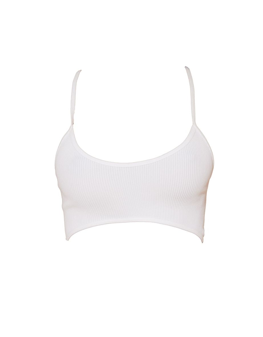 White Structured Contour Ribbed Strappy Bralet - 4
