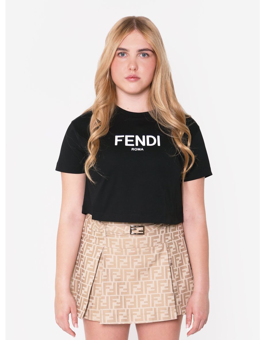 Shop Girls Cropped Logo T Shirt in Black Online in Oman VogaCloset