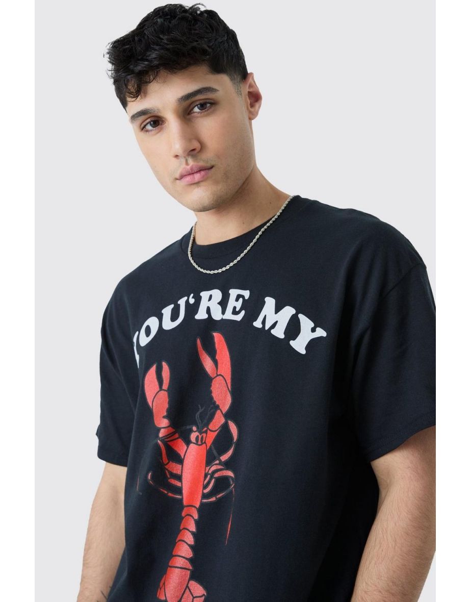 Oversized Friends Lobster License T-shirt - black - 2