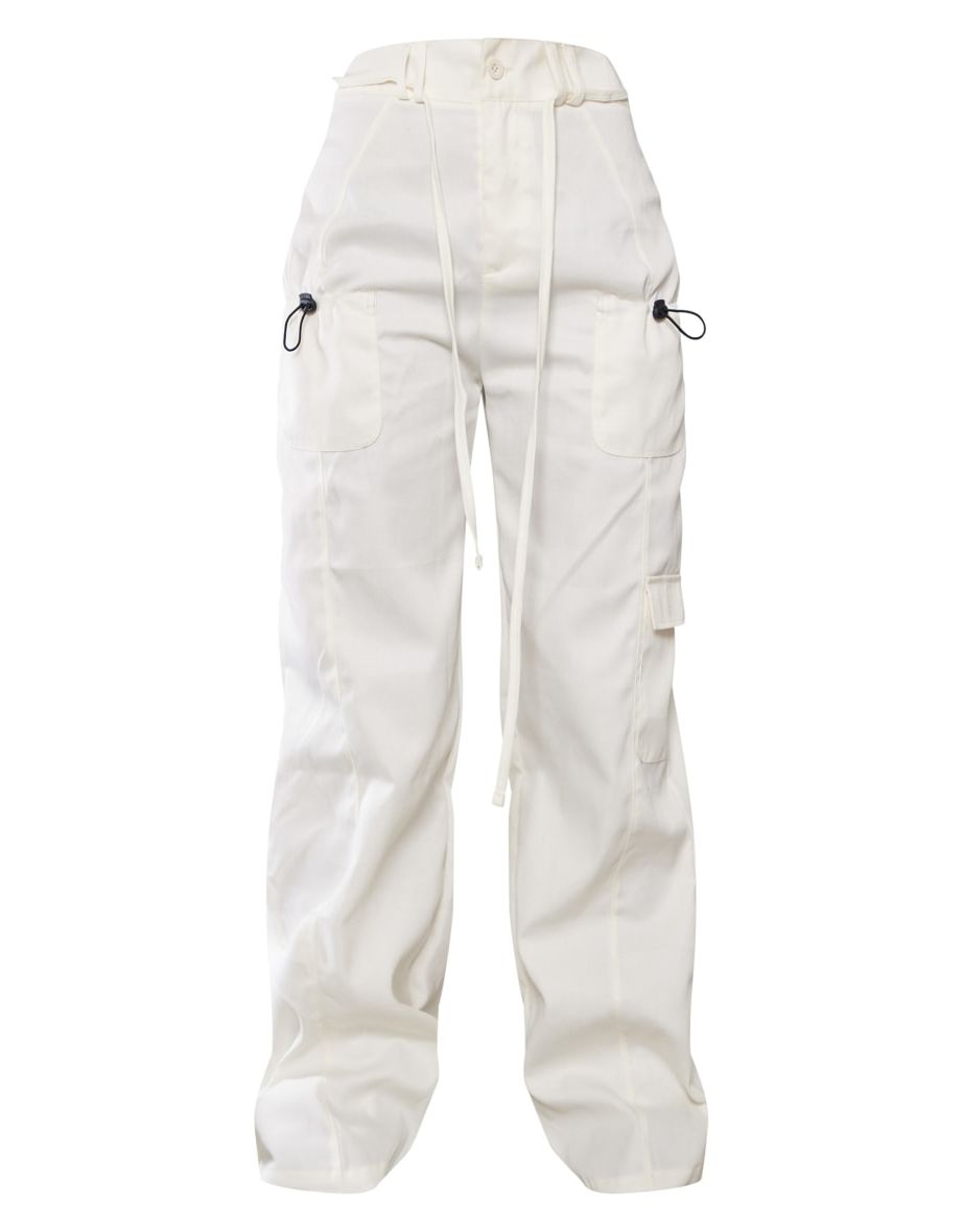 Tall Cream Tie Front Cargo Trouser - 4