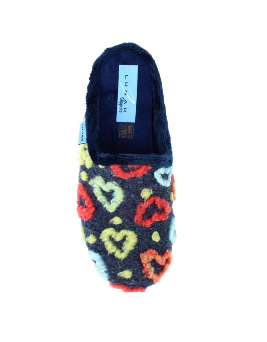 Lunar Womens/Ladies Valentine Mule Slippers - Navy - 3
