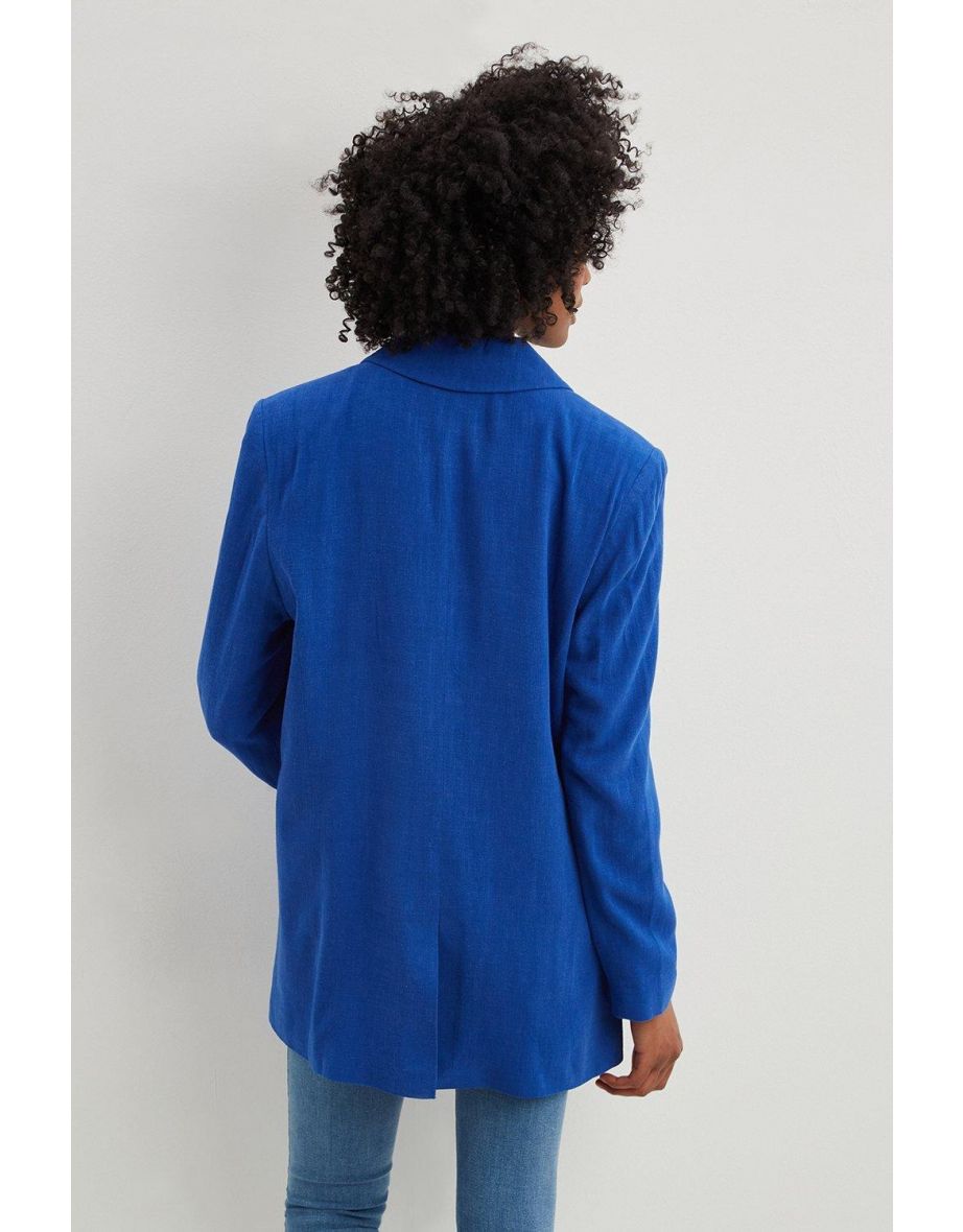 Tall Longline Linen Look Boyfriend Jacket - 2