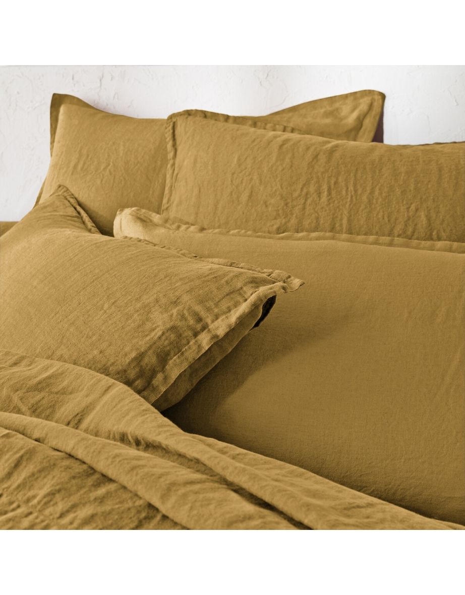 شرشف سرير كتان مغسول بحواف مطاطية ارتفاع 35 سم - 3