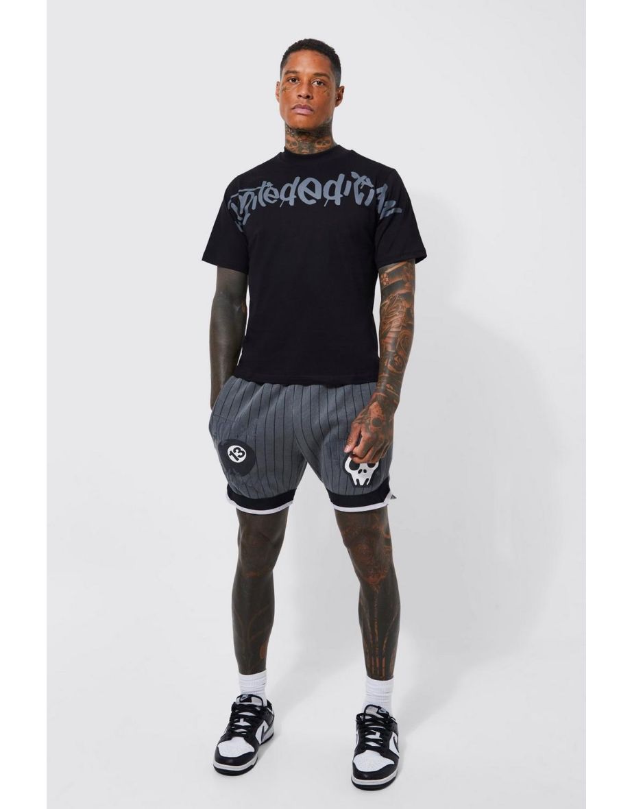 Boxy Limited Basketball T-shirt And Short Set - black