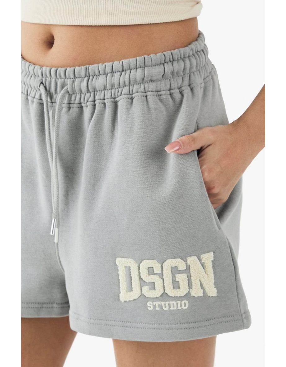 DSGN Studio Toweling Applique Sweat Short - slate grey - 3