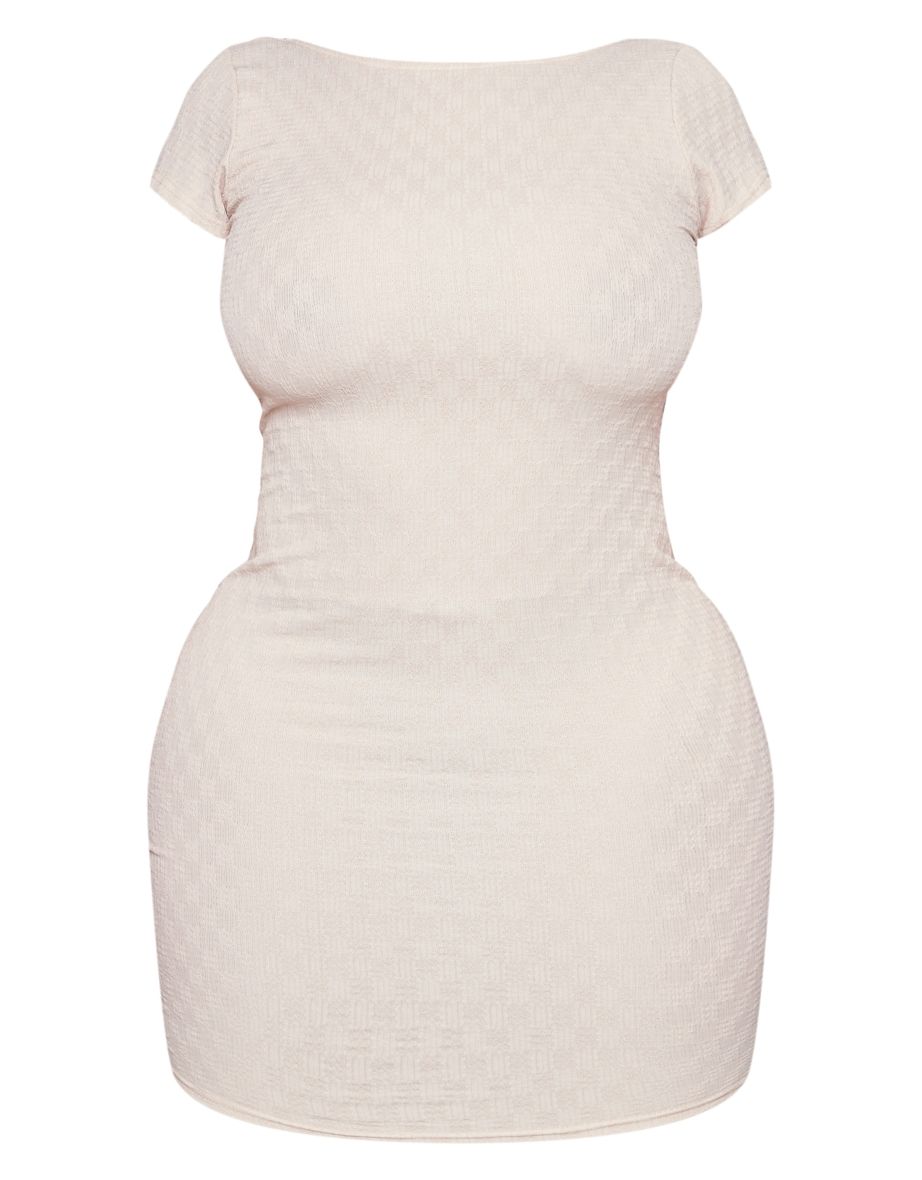 Shape Stone Textured Jersey Open Back Mini Dress - 4