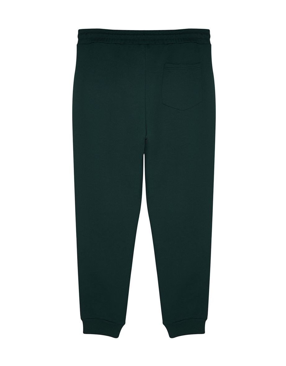 Men's Green Regular/Regular Fit Geometric-Texture Embroidered Drawstring Elastic Leg Sweatpants. - 7