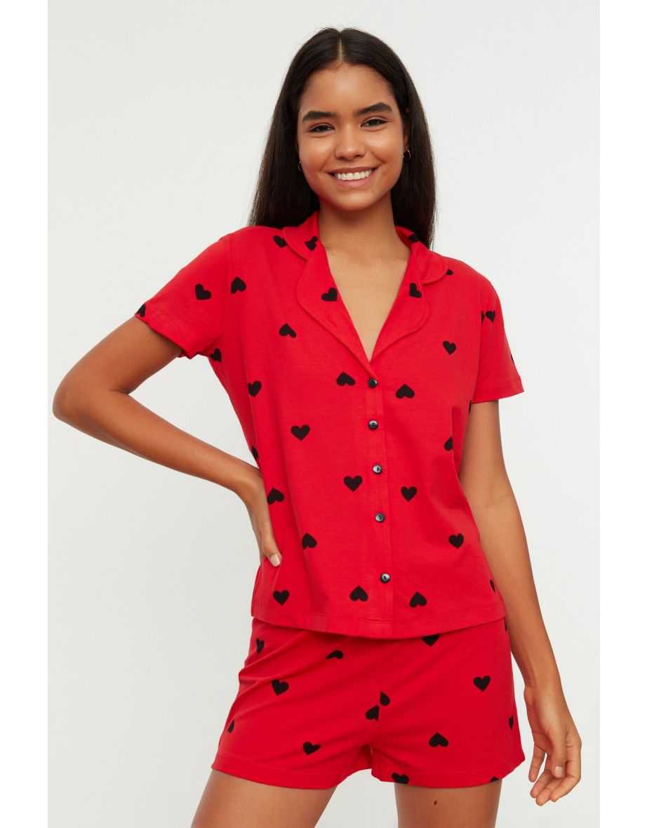 Pajama Set - Red - Heart