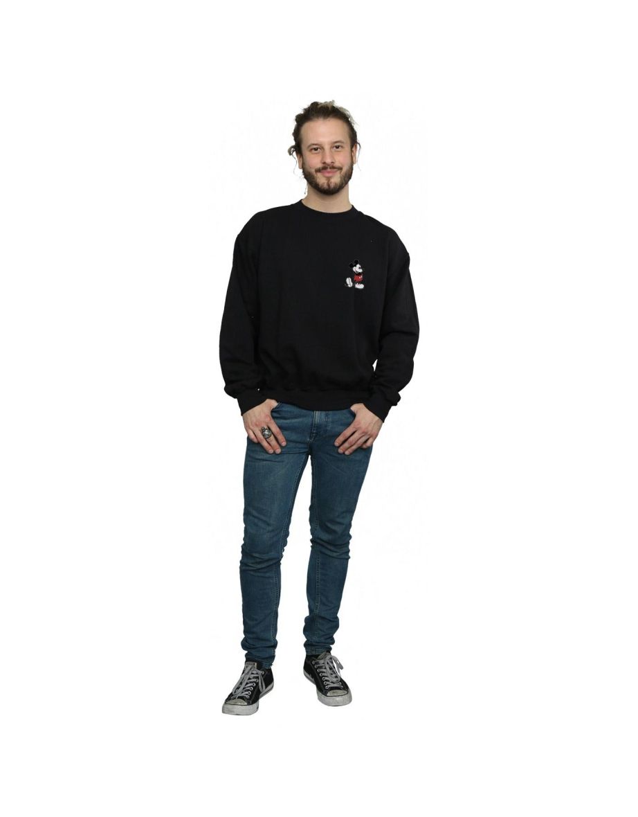 Disney Mens Mickey Mouse Kickin Retro Chest Sweatshirt - Black - 3