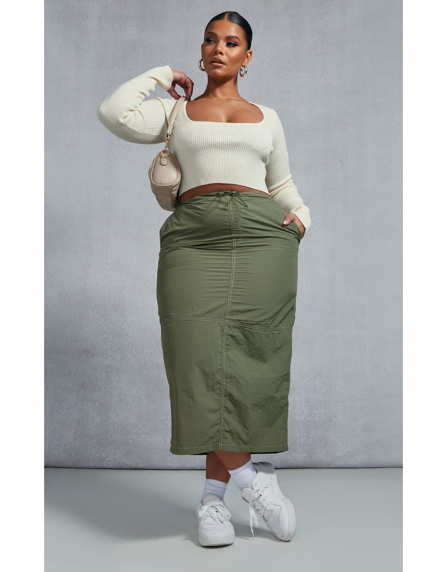 Plus size khaki skirt cheap