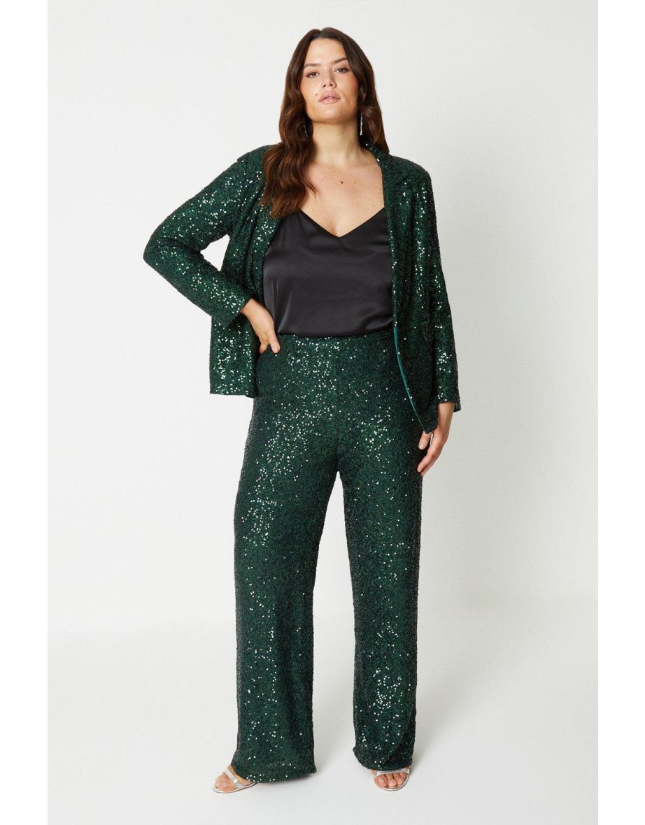 Shop Plus Size Sequin Wide Leg Trouser Online in Oman VogaCloset