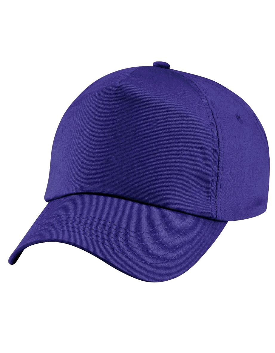 Beechfield Plain Unisex Junior Original 5 Panel Baseball Cap - Purple