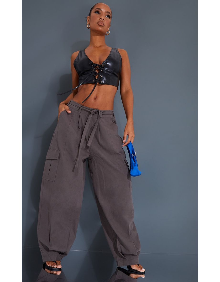 Grey Baggy Low Rise 90’s Cargo Trousers