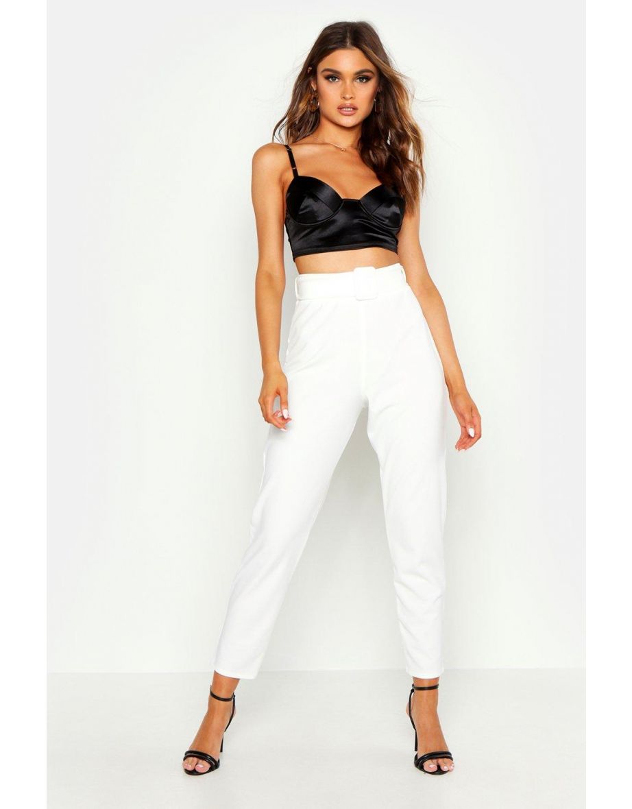 Belted Cigarette Trousers - ivory