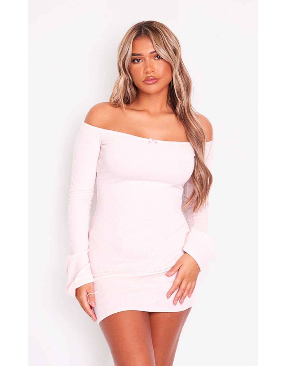 Baby pink shop ribbed dress