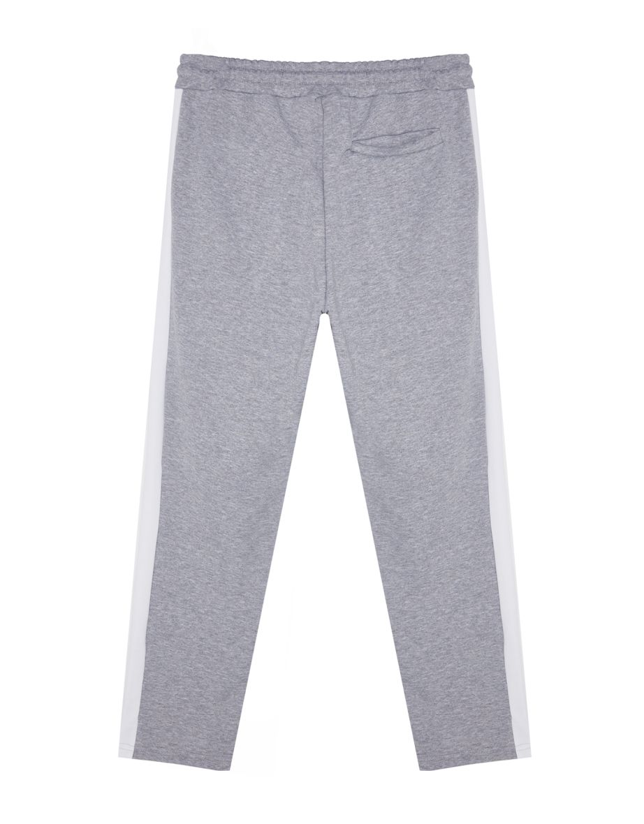 Gray Men's Regular/Normal Fit Contrast Color Paneled Thick Letter Embroidery Regular Leg Sweatpants - 7