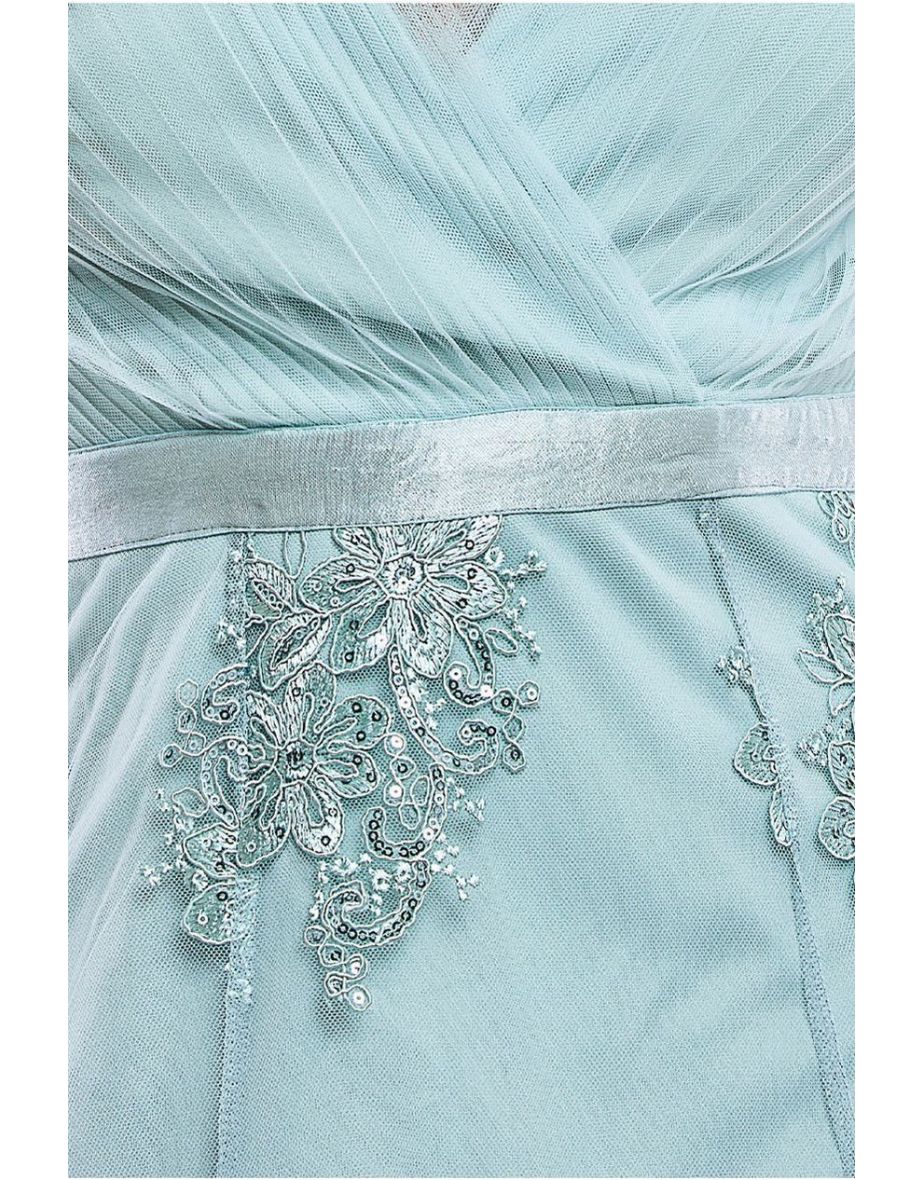 Goddiva Green Pleated A-Line Midaxi Skater Dress - 3