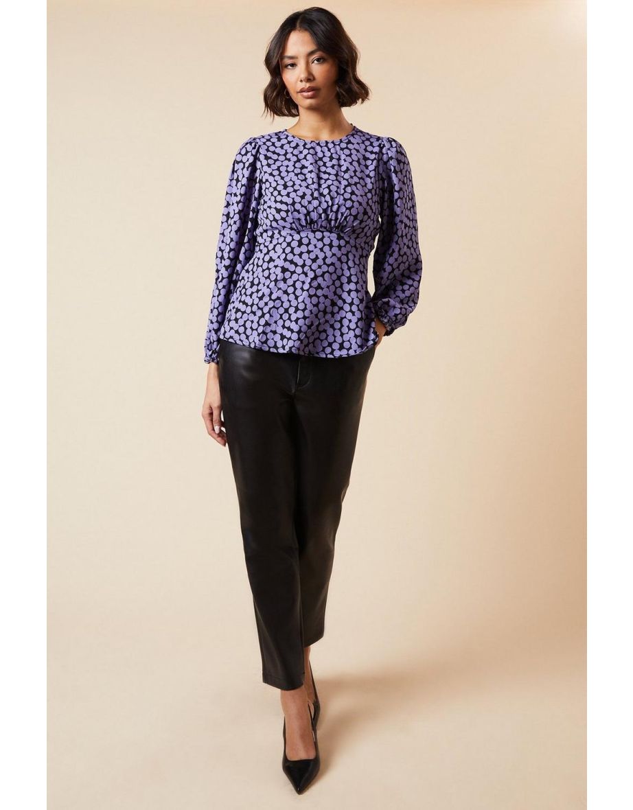 Spot Print Empire Long Sleeve Top - 3