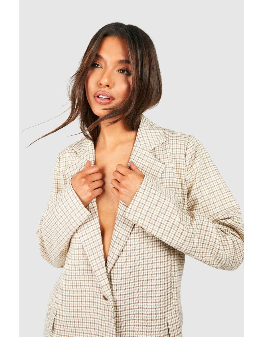 Oversized Check Blazer Dress - cream - 3
