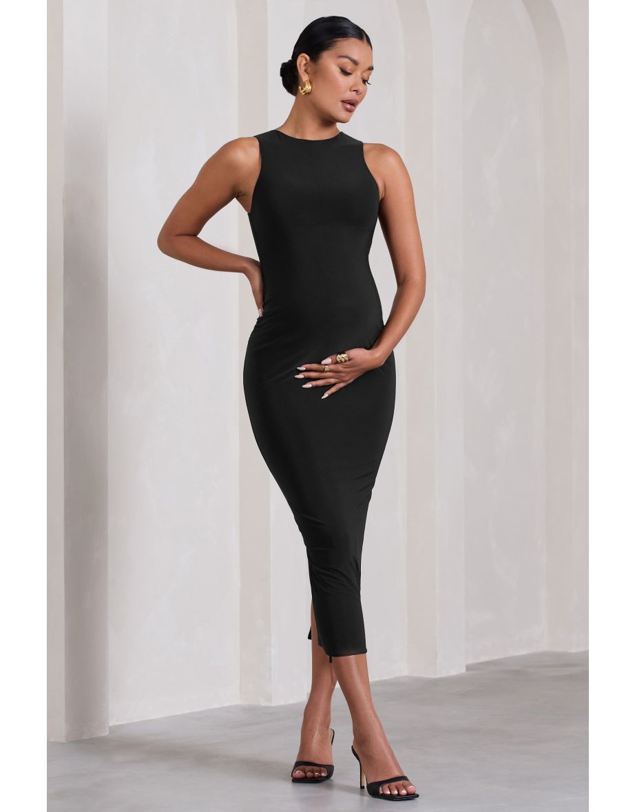 Paige | Black Sleeveless Split Maternity Dress