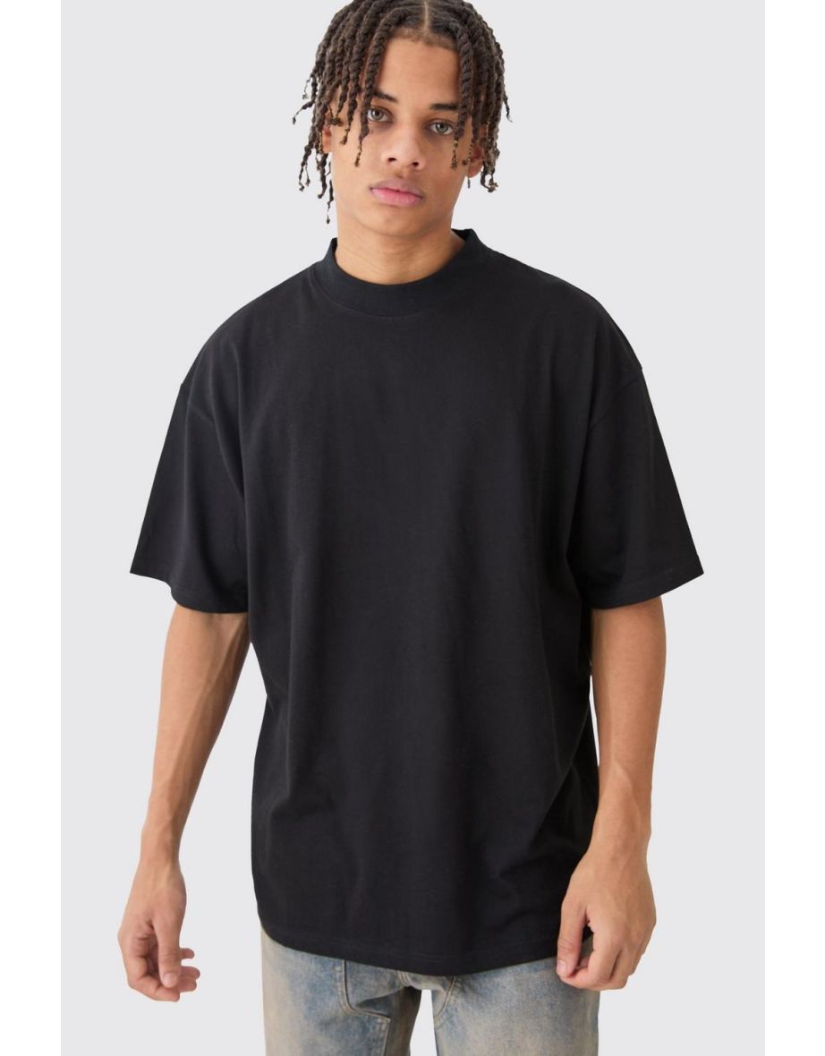 Oversized Extended Neck T-shirt - black