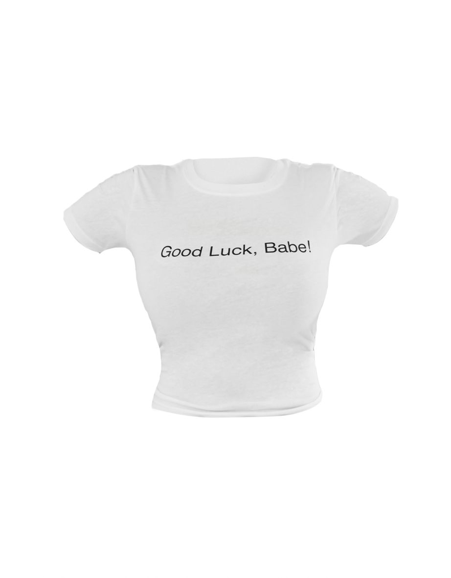 Shape White Good Luck, Babe Baby Tee - 4