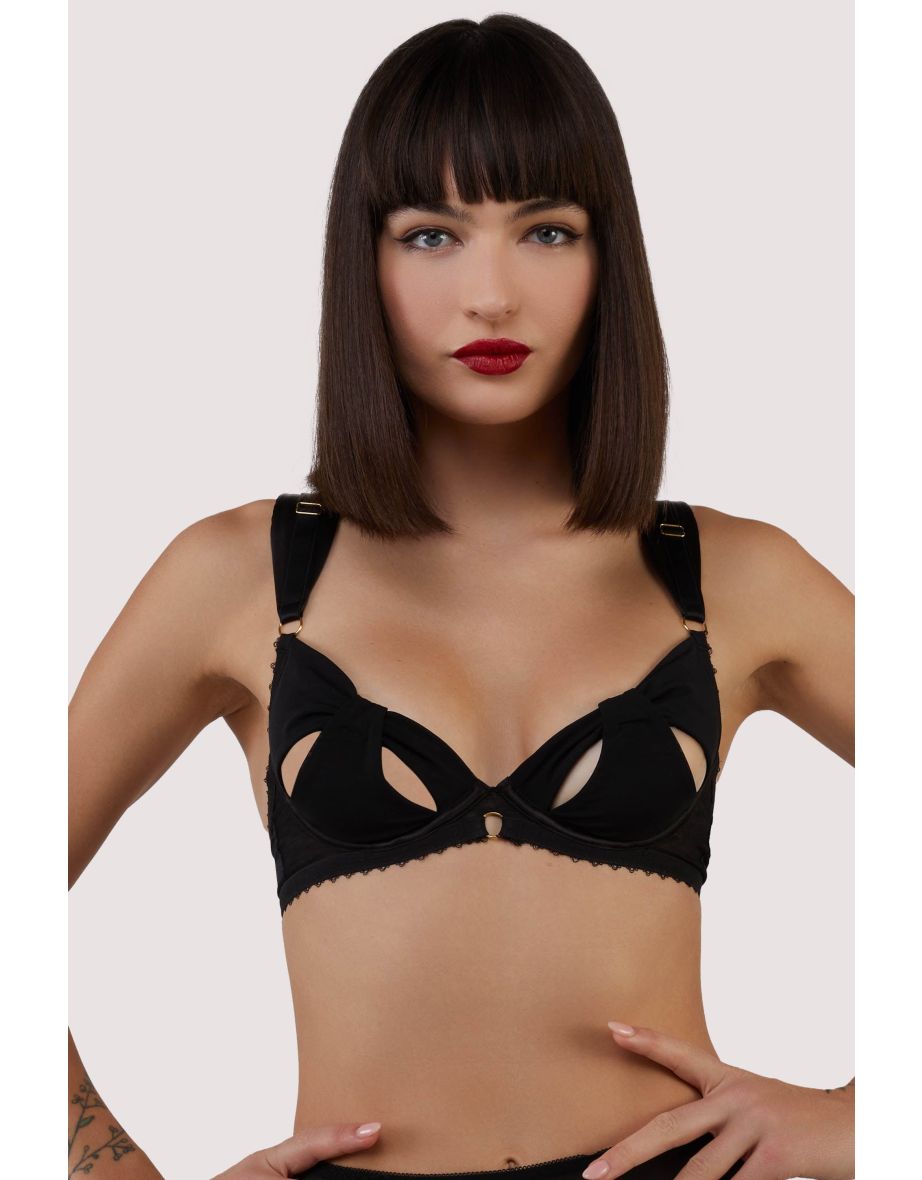 Anita Black Mesh Cut Out Bow Bra