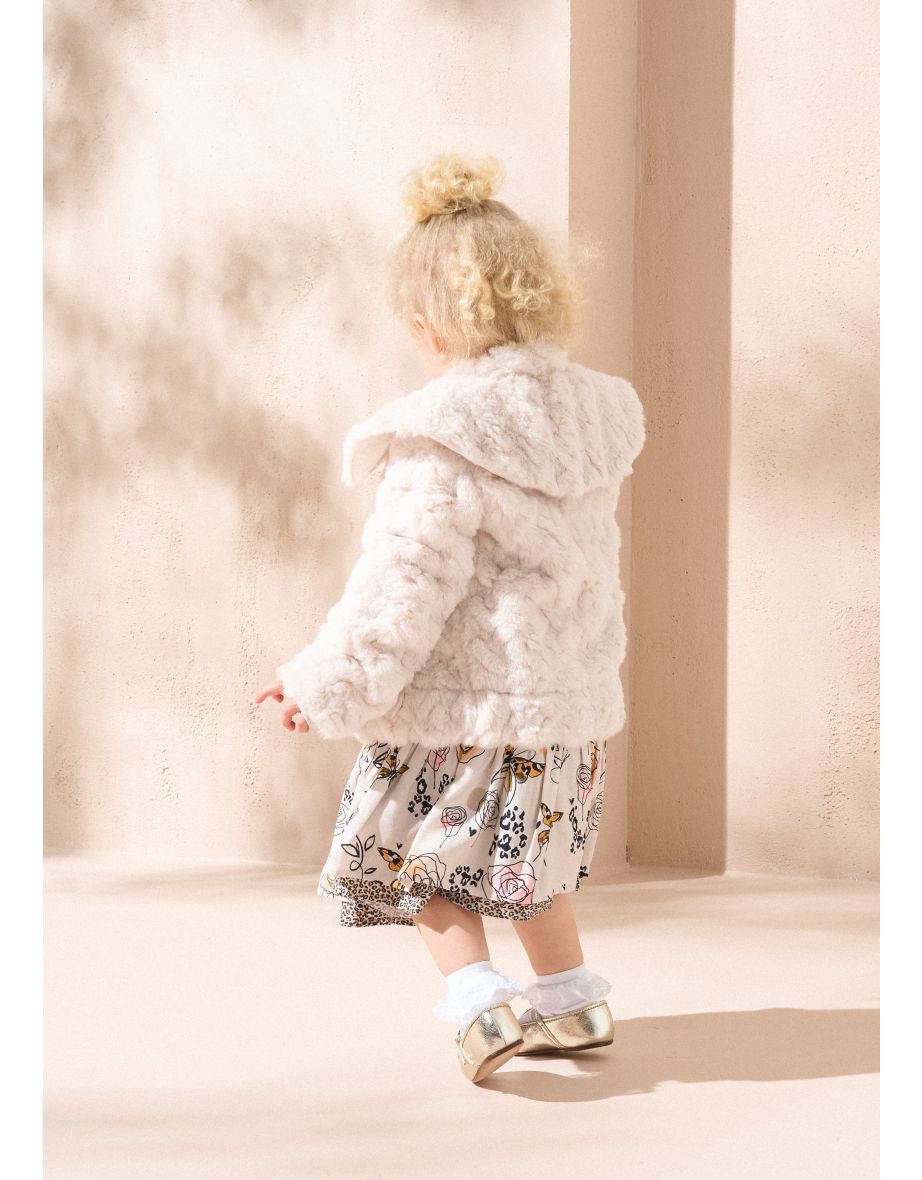 Cecile Taupe Faux Fur Baby Coat - 2