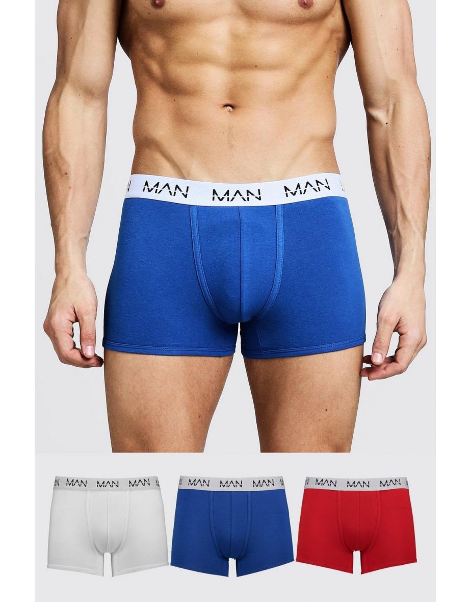 3 Pack Mixed Colour MAN Dash Trunks - multi