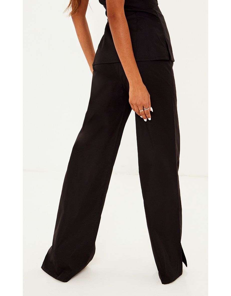 Shop Black Woven Tailored Split Hem Skinny Trousers Online Shop Black Woven Tailored Split Hem Skinny Trousers Online